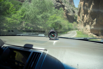 compass in a car backround