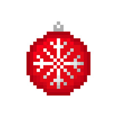 Pixel Christmas ball icon. Colored silhouette. Vector flat graphic illustration. Isolated object on a white background. Isolate.