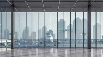 Obraz premium 3d Rendering Waiting Area At Airport Terminal Illustration