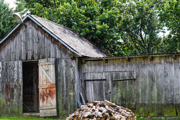 Old wooden granary - shed on the country