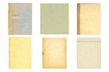 Old paper textures set. Blank old pages with rough faded surface. Perfect for background and vintage style design. Empty place for text.
