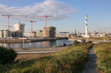 Fototapeta na wymiar vue sur Oostende, Belgique, le port