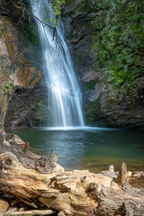 Fototapeta na wymiar Courthouse Falls, a waterfall in Pisgah Forest in NC