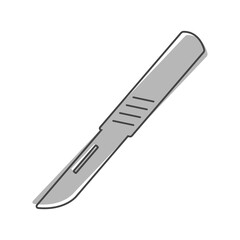 Vector icon scalpel medical surgical cartoon style on white isolated background.