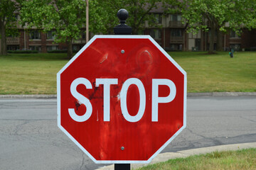 A Stop Sign Closeup View