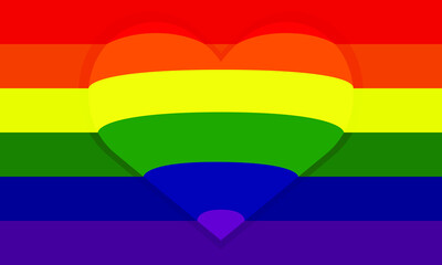 LGBT pride flag with a rainbow heart. Stock vector illustration.