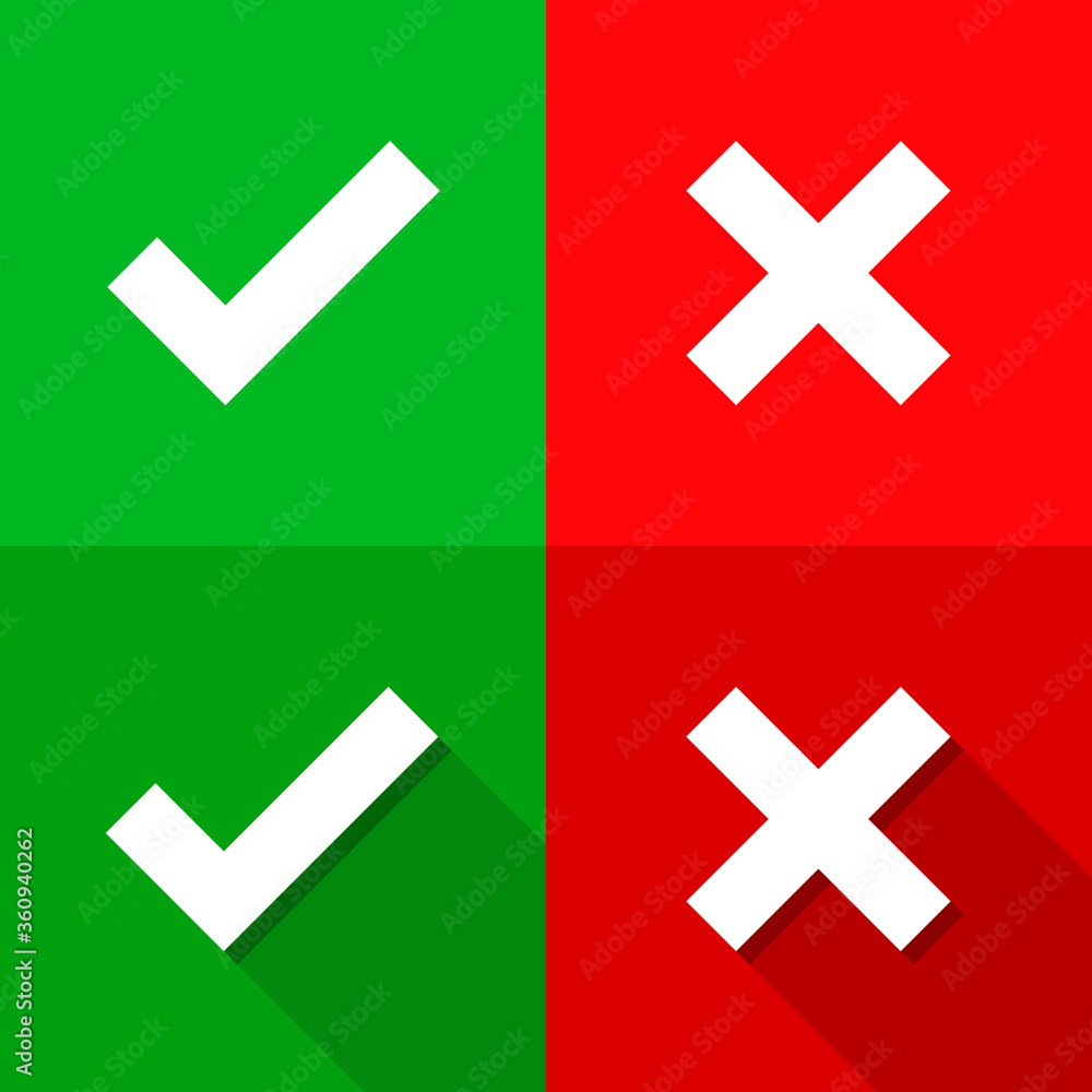 Poster vote cross red background and check mark green background.