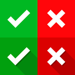 Vote cross red background and check mark green background.