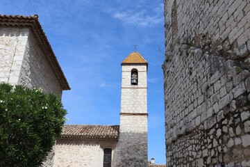 Eglise collégiale de la conversion de Saint Paul de Vence vue de l'extérieur, ville de Saint Paul de Vence, département des Alpes Maritimes, France