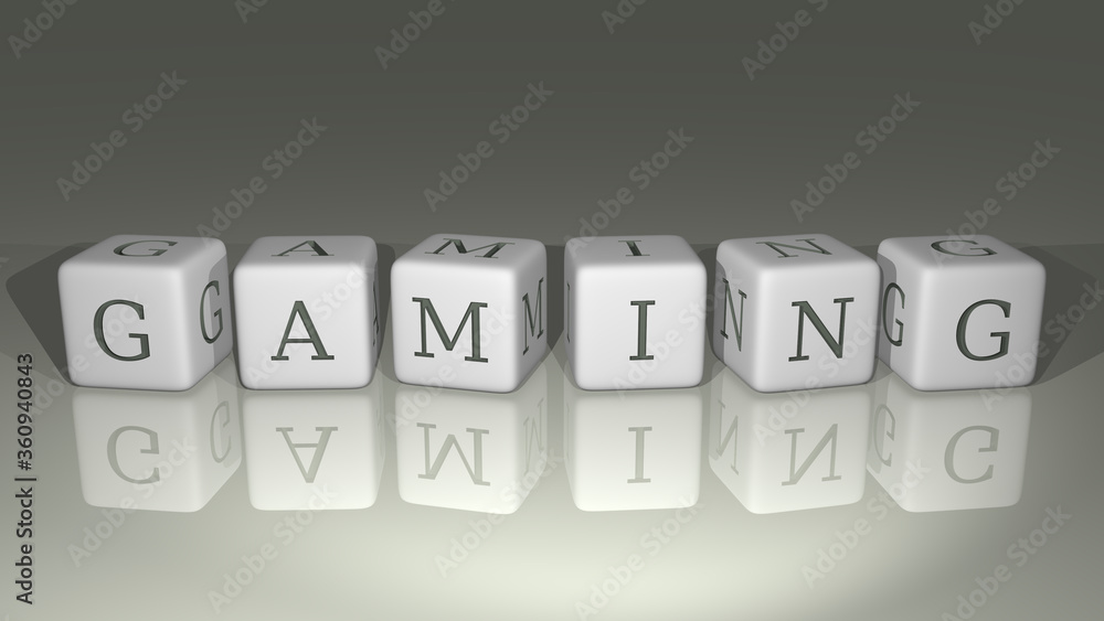 Poster gaming built by dice letters and color crossing for the related meanings of the concept by 3d render