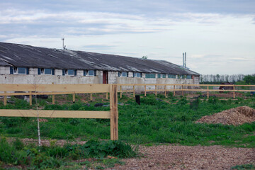 rural landscape with wooden house