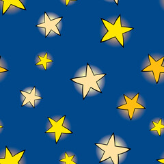 Seamless pattern of shining stars in evening sky