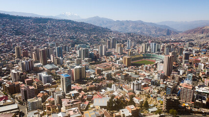 Fototapeta na wymiar Aerial view of the city of La Paz, capital of Bolivia
