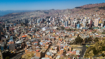 Aerial view of the city of La Paz, capital of Bolivia