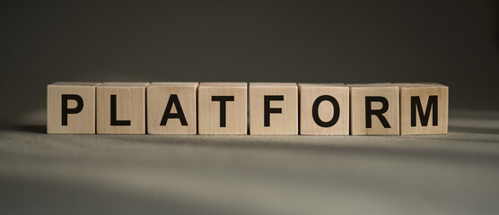 Platform - text concept on wooden cubes on table