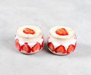 dessert with strawberries