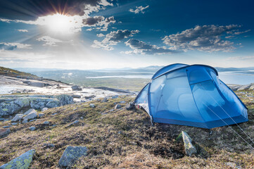 Wild camping in the mountains in Norway