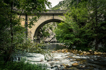 Fototapeta na wymiar Puente sobre el río Nalón.