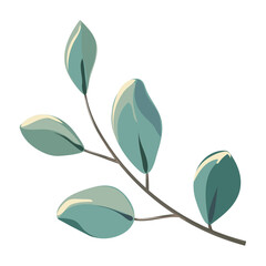 Art watercolor natural branches leaves elements. Vector illustration