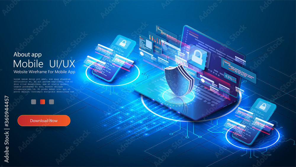 Poster the concept of personal data security on the internet illustrates cyber information or information p