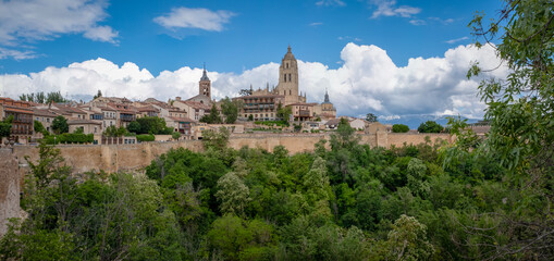 Fototapeta na wymiar Panoramic view of Segovia cityscape, Spain