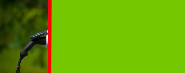 Power supply for electric car charging. Electric car charging station. Eco-friendly alternative energy concept..