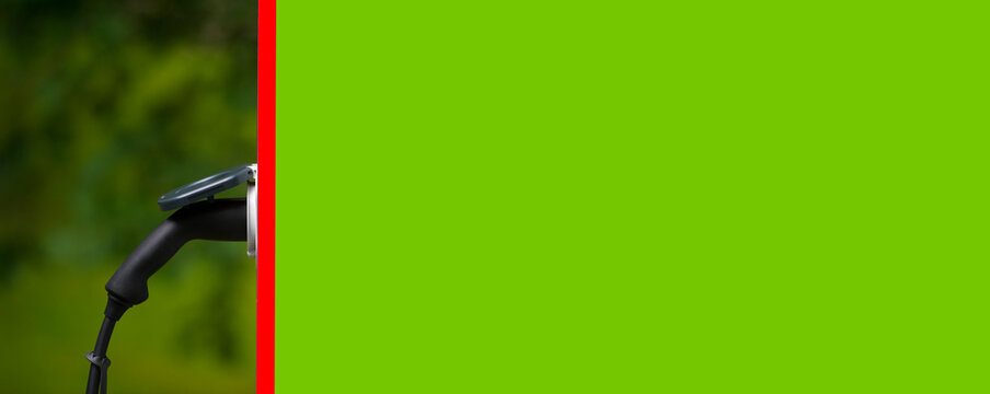 Power supply for electric car charging. Electric car charging station. Eco-friendly alternative energy concept..