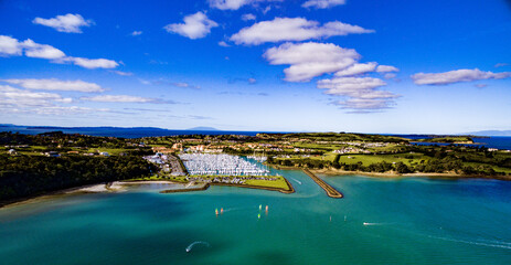 Hobbs Bay Katanui Island Waiwera Whangaparaoa New Zealand Spring springtime drone photos videos...