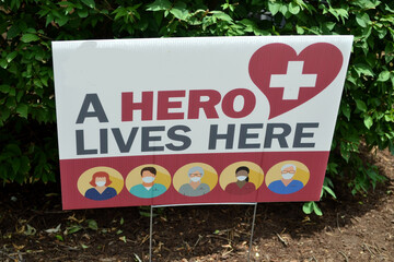 Fototapeta premium A Hero Lives Here Signage Outdoors - Doctors