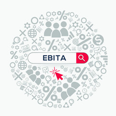 ebita mean (earnings before interest and taxes and amortization) Word written in search bar,Vector illustration.	