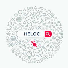 heloc mean (home equity line of credit) Word written in search bar,Vector illustration.	