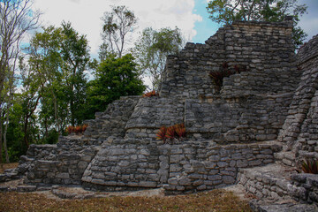 Fototapeta na wymiar Kinichna Mexican archeological site, mayan pyramids ruins in Quintana Roo Mexico