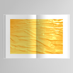3d realistic vector layout of cover mockup design template in A4 format with gold foil for bifold brochure, flyer, cover design, book design, magazine, brochure cover.
