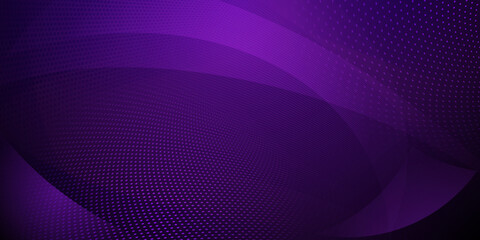 Abstract background made of halftone dots and curved lines in dark purple colors