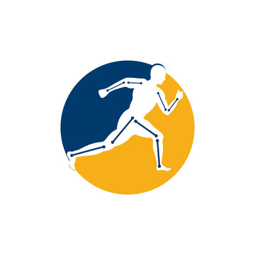 Physiotherapy treatment design template vector with people run. Colorful vector health. Physiotherapy clinic logo. Physiotherapy logo