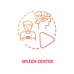 Spleen center red gradient concept icon. Immune system. Person intuition. Chakra in body system. Human design idea thin line illustration. Vector isolated outline RGB color drawing