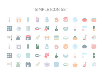 Kitchen and cooker symbol icon set vector.
