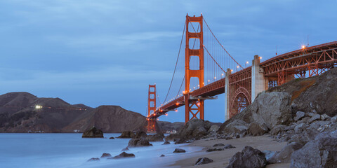 Blue Hour View of Golden Gate Bridge in San Francisco