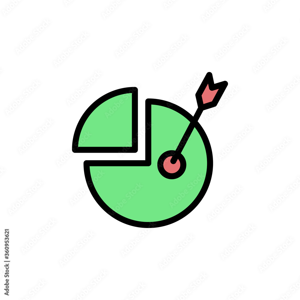 Poster pie chart colored icon. simple color element illustration. pie chart concept outline symbol design f