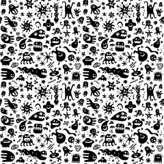 funny microbes seamless pattern , graphic design elements