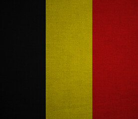 Belgium flag in texture of fabric.