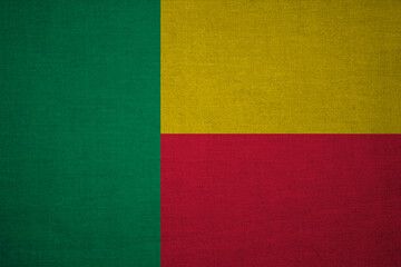 Benin flag in texture of fabric.