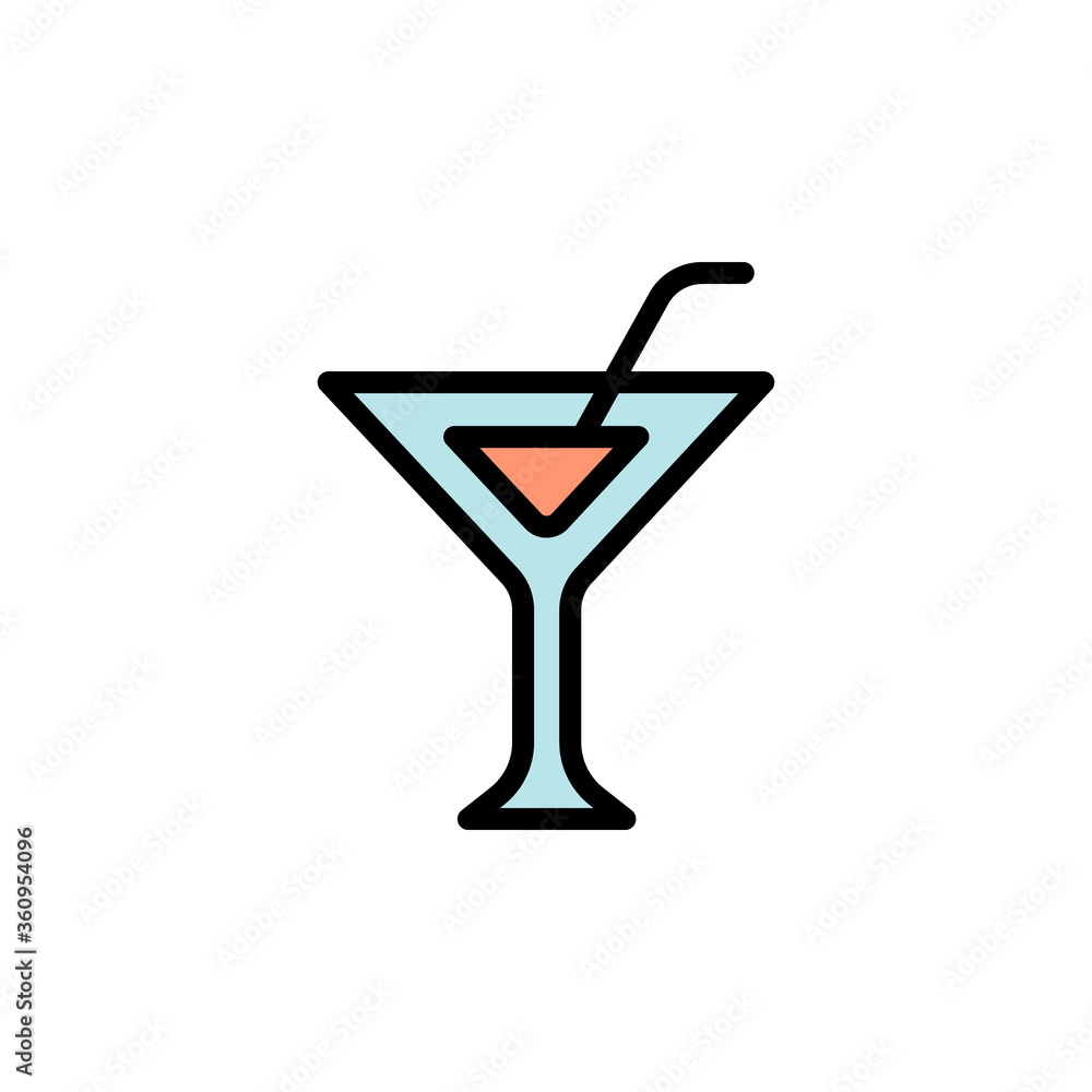 Poster martini glass colored icon. simple color element illustration. martini glass concept outline symbol 