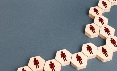 System structure of company people as chains of hexagons. Development and teambuilding....