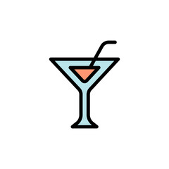 Martini glass colored icon. Simple color element illustration. Martini glass concept outline symbol design from Bar set. Can be used for web and mobile