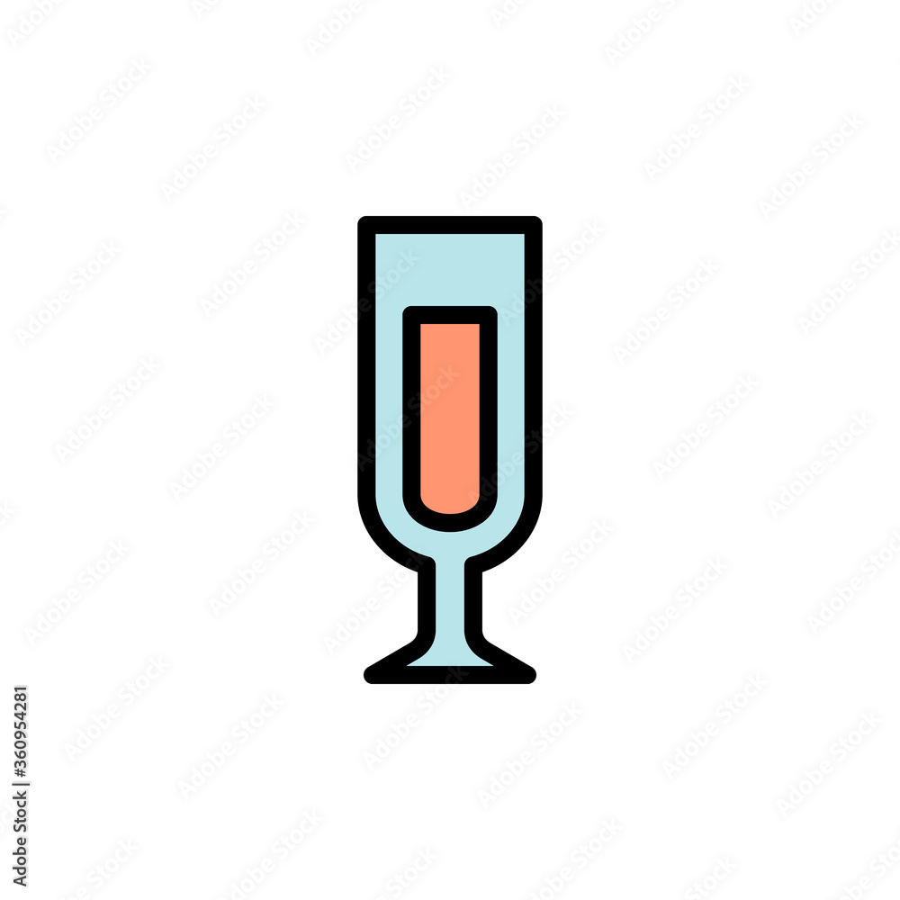 Poster milkshake glass colored icon. simple color element illustration. milkshake glass concept outline sym