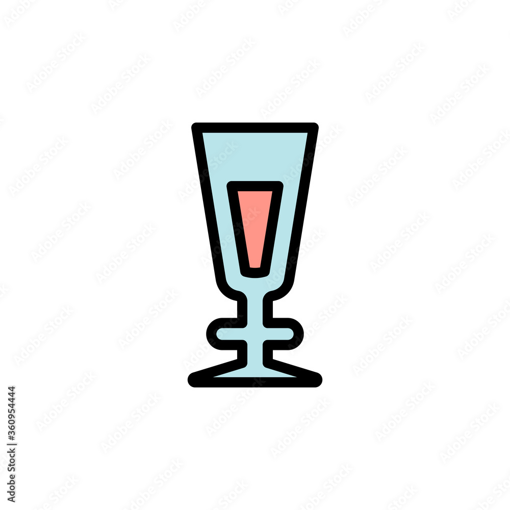 Poster milkshake glass colored icon. simple color element illustration. milkshake glass concept outline sym