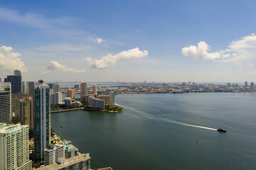 Fototapeta na wymiar Aerial scene Miami FL Brickell Bay