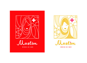 vector logo muslim woman nurse medicine