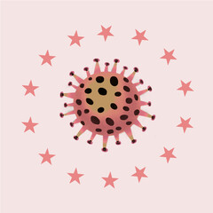 Coronavirus Bacteria Cell Icon, 2019-nCoV, Covid-2019, Covid-19 Novel Coronavirus Bacteria. No Infection and Stop Coronavirus Concepts. Dangerous Coronavirus Cell in China, Wuhan. Quarantine